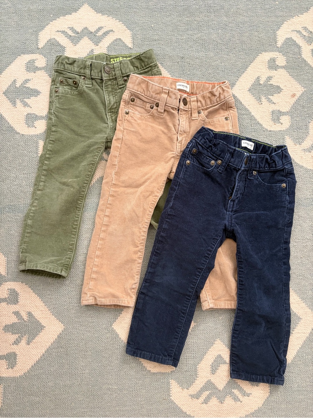 Boys Crewcuts Corduroy Pants Trio - Olive, Tan, Navy